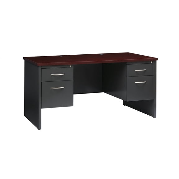 Hirsh Executive Office Modular Double Pedestal File Office Desk, Choose Color