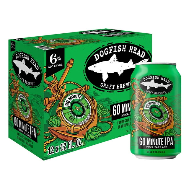 Dogfish Head 60 Minute IPA Ale Beer, 12 fl. oz. can, 12 pk.