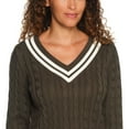 thumbnail image 4 of Lands' End Women's V-Neck Cable Sweater, 4 of 5