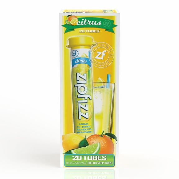 Zipfizz Energy Multi-Vitamin Hydration Drink Mix, Citrus, 20 ct.