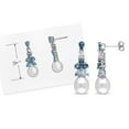 thumbnail image 5 of 8.5-9 MM Freshwater Cultured Pearl Blue and White Topaz Drop Earrings in Sterling Silver, 5 of 5