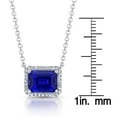 thumbnail image 3 of Emerald Cut Lab Created Gemstone & 0.08 CT. T.W. Diamond Necklace in Sterling Silver, 3 of 6