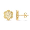 thumbnail image 3 of Diamond Cut Halo Flower Stud Earring in 14K Gold, 3 of 5