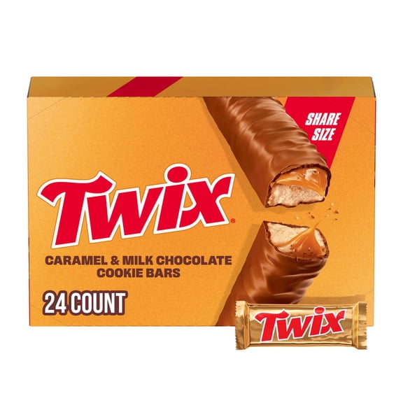 Twix Caramel Cookie Chocolate Candy Bars, Share Size, 3.02 oz., 24 pk.
