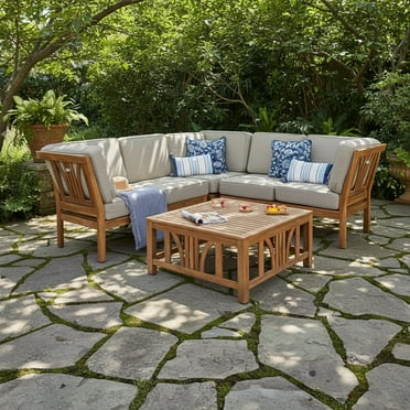 Cambridge Casual Catalina Teak Sofa Set with Cushions, 6pc