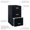 thumbnail image 16 of Hirsh 3-Drawer Letter Width Vertical File Cabinet with Pencil Drawer, Black, 16 of 21