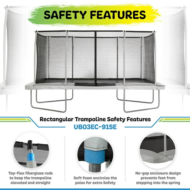 Upper Bounce Mega Rectangular Trampoline with Fiber Flex Enclosure