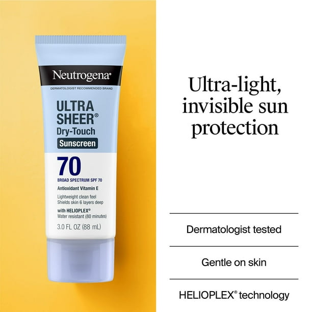 Neutrogena Ultra Sheer Dry-Touch Sunscreen Lotion, SPF 70, 3 oz., 3pk