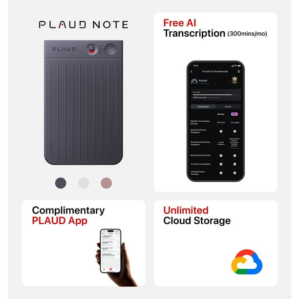 PLAUD NOTE AI Voice Recorder ブラック PLAUD Smart AI Voice Recorder Audio Recorder | Wellbots