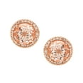 thumbnail image 2 of Round Cut Gemstone & 0.13 CT. T.W. Halo Diamond Stud Earrings in 14K Gold, 2 of 4