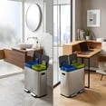 thumbnail image 8 of Simpli-Magic 80 Liter / 21 Gallon Dual Compartment Step Trash Can with Soft-Close Lid, Hands-Free Foot Pedal, Built-In Odor Filter, Silver Recycling Bin (40L plus 40L), 8 of 9