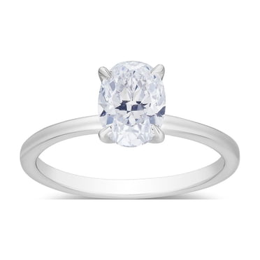 Oval Cut Solitaire Diamond Ring in 18K Gold