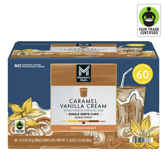 Member's Mark Medium Roast Coffee Pods, Caramel Vanilla Cream, 60 ct.