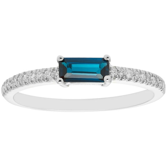Baguette Cut Gemstone and 0.10 CT. T.W. Diamond Ring in 14K Gold