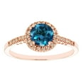 thumbnail image 1 of Round Cut Gemstone & 0.13 CT. T.W. Halo Diamond Ring in 14K Gold, 1 of 3