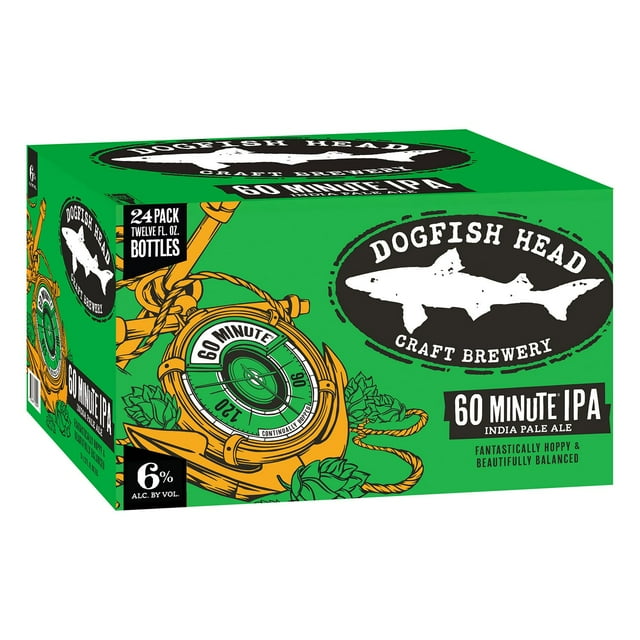 Dogfish Head 60 Minute IPA Ale Beer, 12 fl. oz. bottle, 24 pk.