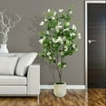 thumbnail image 4 of Faux 6' White Bougainvillea Tree in White Pot, 4 of 6