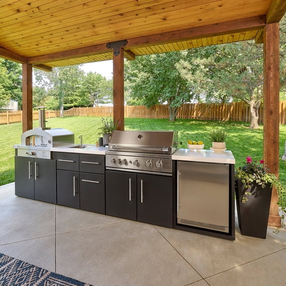 Range 12' Outdoor Kitchen Island w/ Grill & Pizza Oven