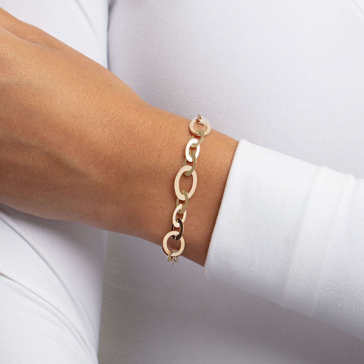 Interlocked Oval Link Bracelet in 14K Yellow Gold - Samsclub.com