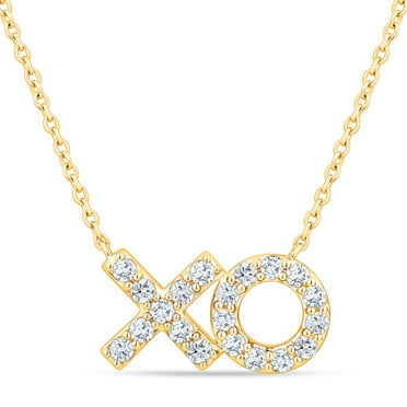 0.25 CT. T.W. Round Cut X & O Diamond Pendant Necklace in 14K Gold