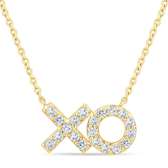 0.25 CT. T.W. Round Cut X & O Diamond Pendant Necklace in 14K Gold