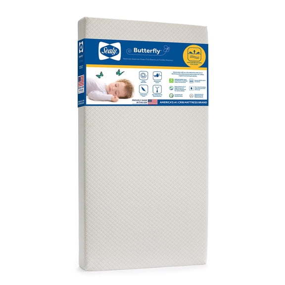 Sealy Butterfly Breathable Knit Crib and Toddler Bed Mattress, Pattern May Vary