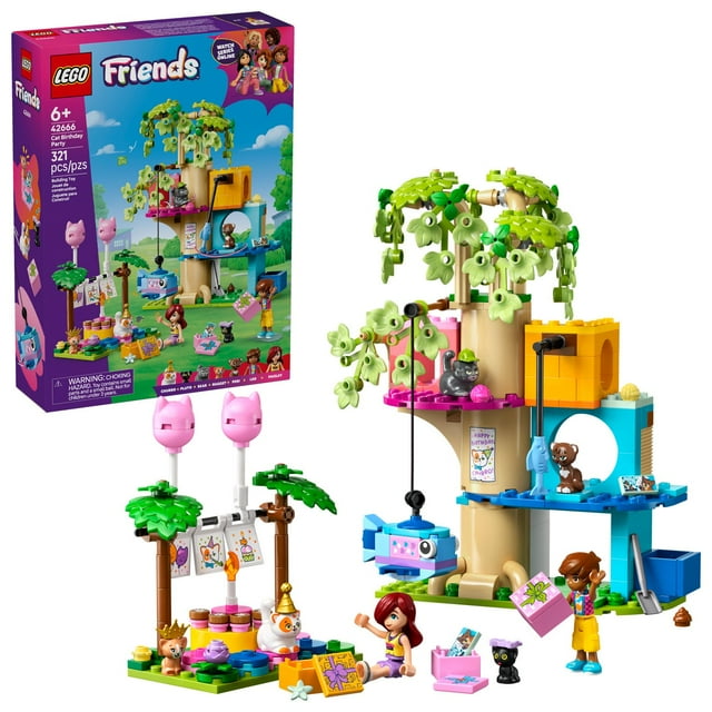 LEGO Friends Cat Birthday Party & Tree House Building Set, 321 pc.