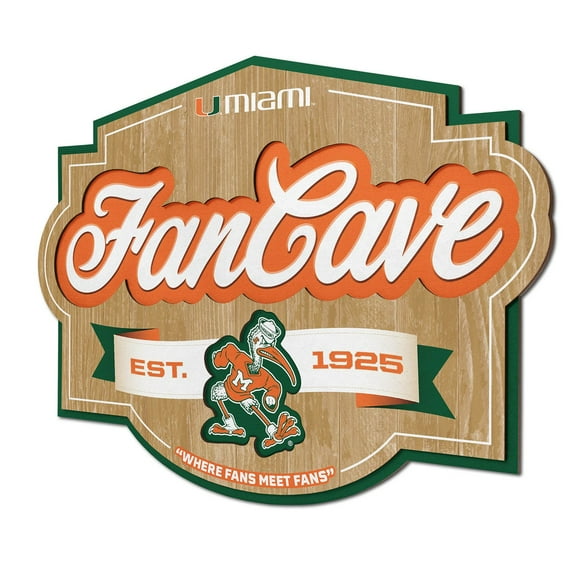 YouTheFan Miami Hurricanes 17"x12.5" 3D Multi-Layered Fan Cave Sign