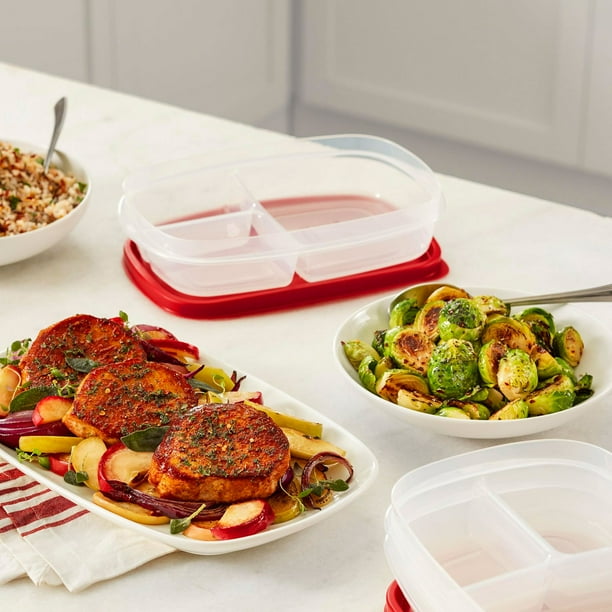 Rubbermaid glass easy find lids 14セット Rubbermaid Divided Meal Prep Containers, Microwave Safe