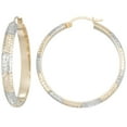 thumbnail image 1 of Diamond Cut Round Hoop Earrings in 14K Two Tone Gold, 1 of 5