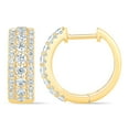 thumbnail image 2 of 1.00 CT. T.W. Round Cut Three Row Diamond Huggie Hoop Earrings in 14K Gold, 2 of 5