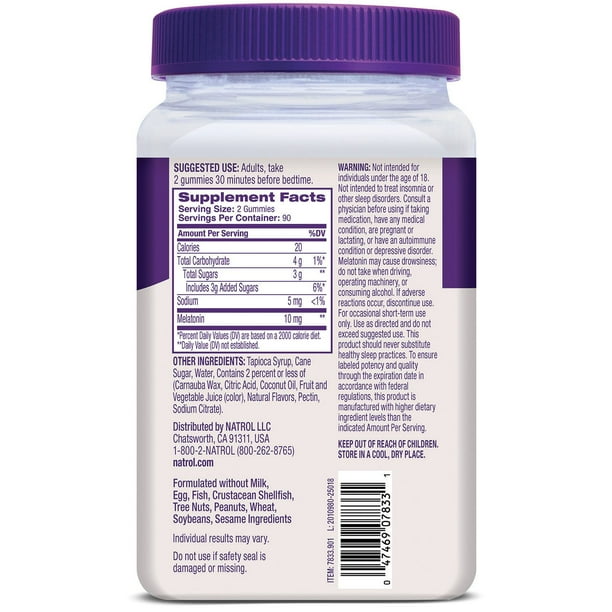 Natrol Sleep Melatonin 10mg Per Serving Gummies, Strawberry, 180