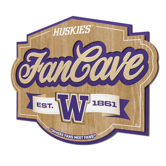 YouTheFan Washington Huskies 17"x12.5" 3D Multi-Layered Fan Cave Sign