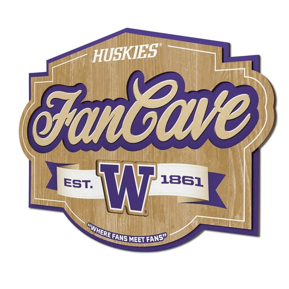 YouTheFan Washington Huskies 17"x12.5" 3D Multi-Layered Fan Cave Sign