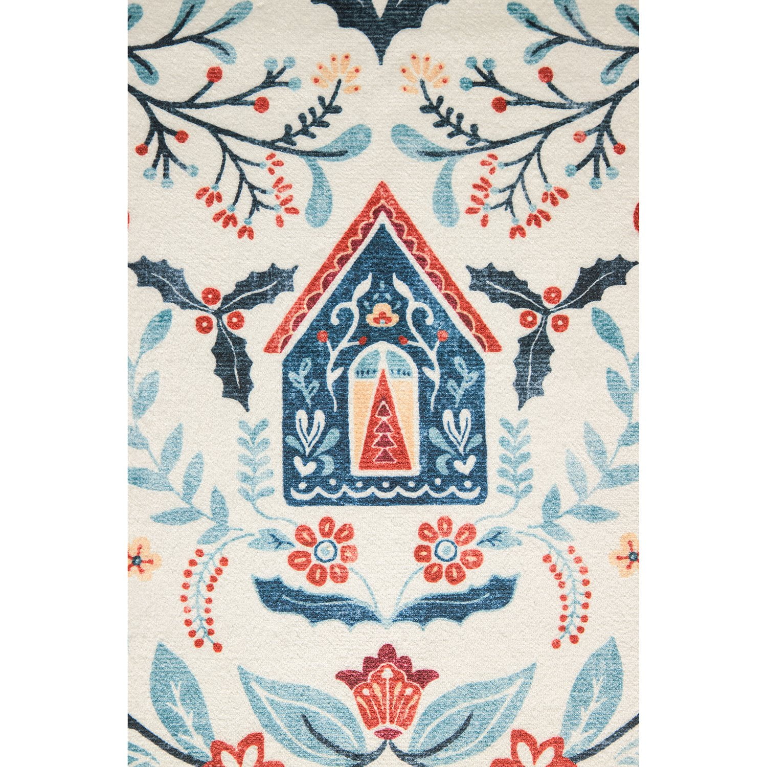 Frosty Bells Yale Haven Washable Recycled Holiday Area Rug