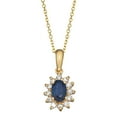 thumbnail image 1 of Oval Cut Gemstone & 0.18 CT. T.W. Starburst Pendant Necklace in 14K Gold, 1 of 3