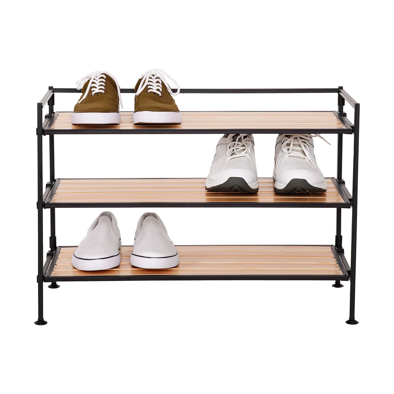 Seville Classics 3-Tier Resin Slat Shoe Rack, 26.5