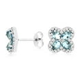 thumbnail image 1 of Oval Cut Gemstone & 0.35 CT.T.W. Diamond Clover Stud Earrings in 14K Gold, 1 of 3