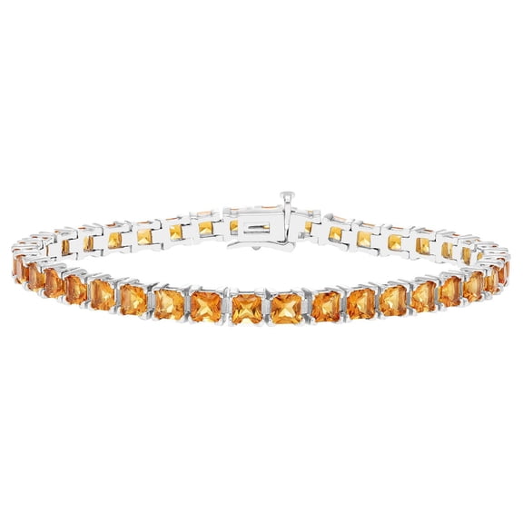 Princess Cut Gemstone Tennis Bracelet in Sterling Silver