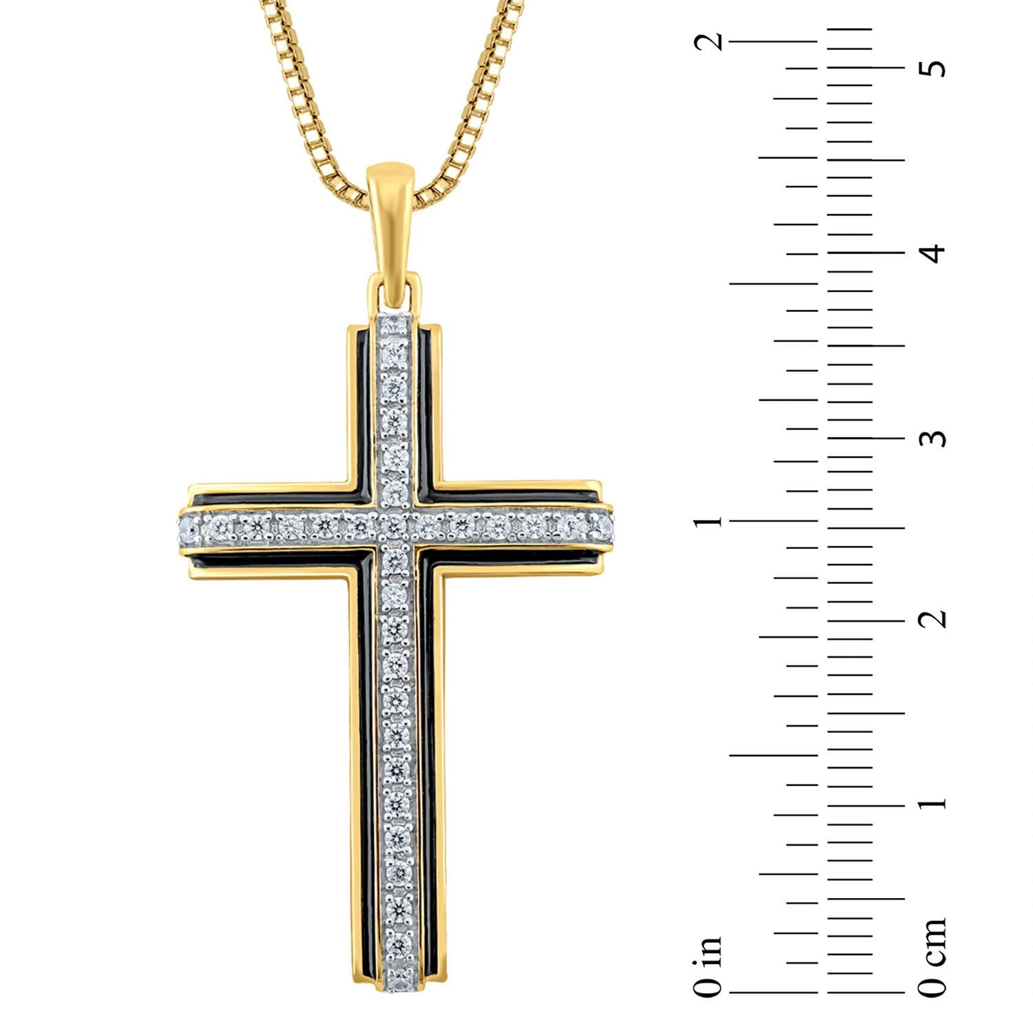 Glitter Diamond Cross Necklace 5mm 46cm