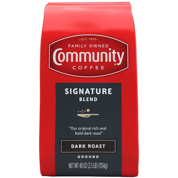 Community Coffee Dark Roast Ground Coffee, Signature Blend, 40 oz.