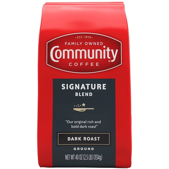 Community Coffee Dark Roast Ground Coffee, Signature Blend, 40 oz.