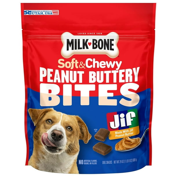 Milk-Bone, Peanut Buttery Bites, Soft Dog Treats with Jif Peanut