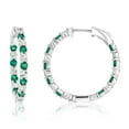 thumbnail image 3 of Lab Created Gemstone Huggie Hoop Earrings in Sterling Silver, 3 of 6