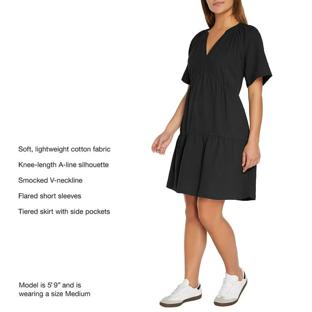 chinese dress ladies GAP Womens Sleeveless Split Neck Dress Black XS Petite at Amazon Women's  Clothing store main image 1
