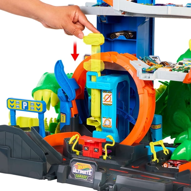 Hot Wheels City Ultimate T-Rex Garage with 2 Toy Cars & Storage
