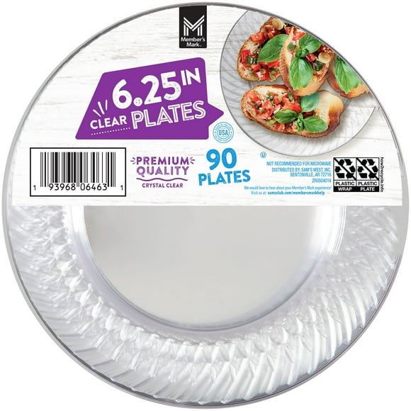 Member's Mark Clear Plastic Plates, 6.25" 90 ct.