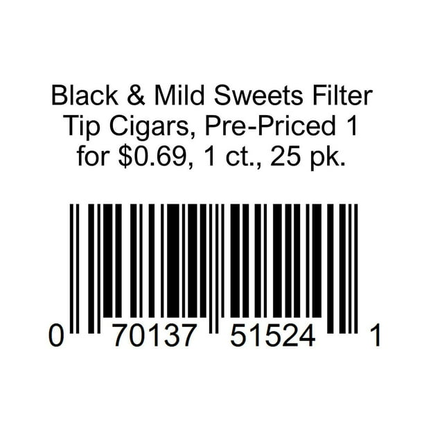 Black & Mild Sweets Filter Tip Cigars, Pre-Priced 1 for $0.69, 1