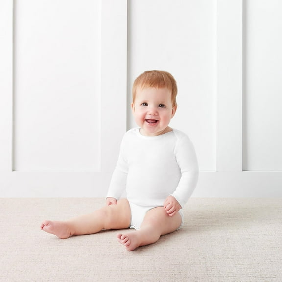 Member's Mark Baby 5-Pack Long Sleeve White Bodysuit