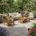 thumbnail image 2 of Cambridge Casual Salinas Teak Patio Set with Tan Cushions, 5pc, 2 of 13